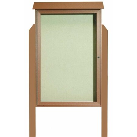 Aarco Aarco Products Inc. PLD4832DPP-5 Cedar Single Hinged Door Plastic Lumber Message Center with Vinyl Posting Surface - Posts Included - 48 in.H x 32 in.W PLD4832DPP-5
